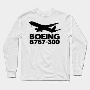 Boeing B767-300 Silhouette Print (Black) Long Sleeve T-Shirt